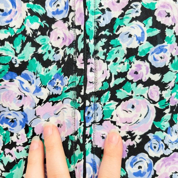 Vintage 80s Pastel Floral Print Ruffled Party Dress - Picture 8 of 9